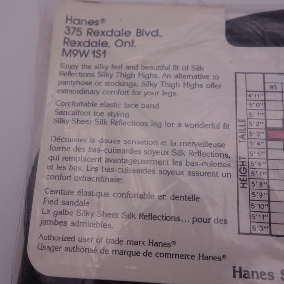 Vintage Hanes Silk Reflections Sandalfoot 8720 JET Size A-B Thigh Highs - Picture 11 of 11